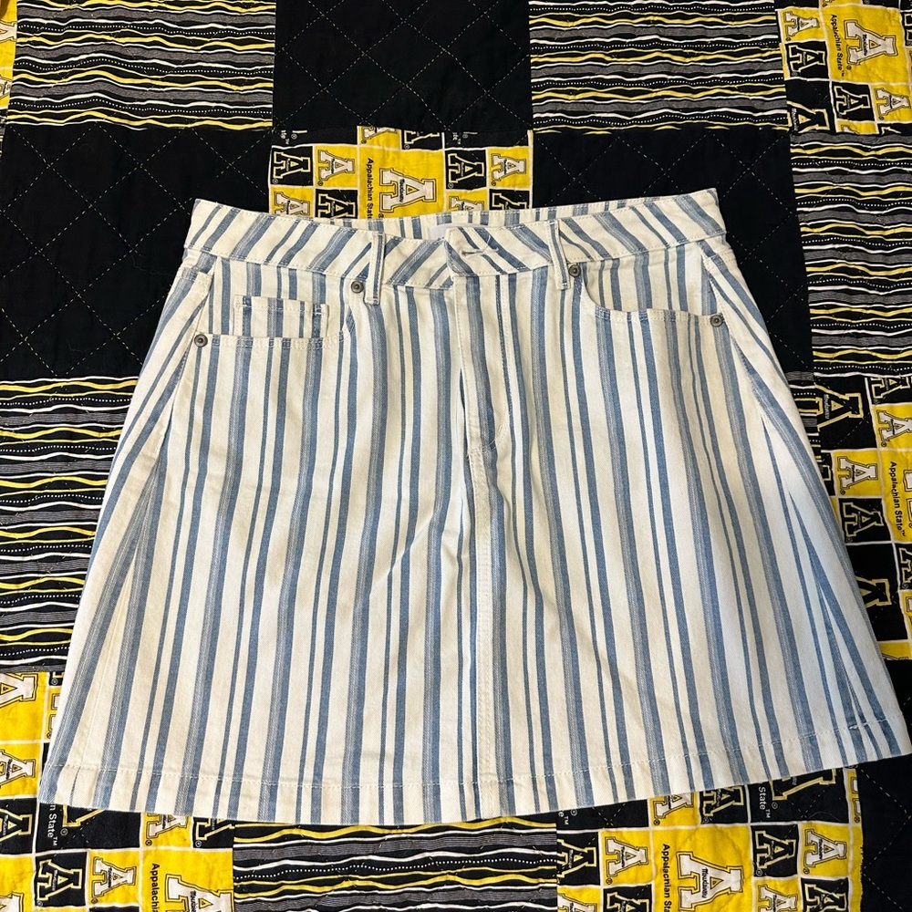 LOFT Blue and White Striped Skirt